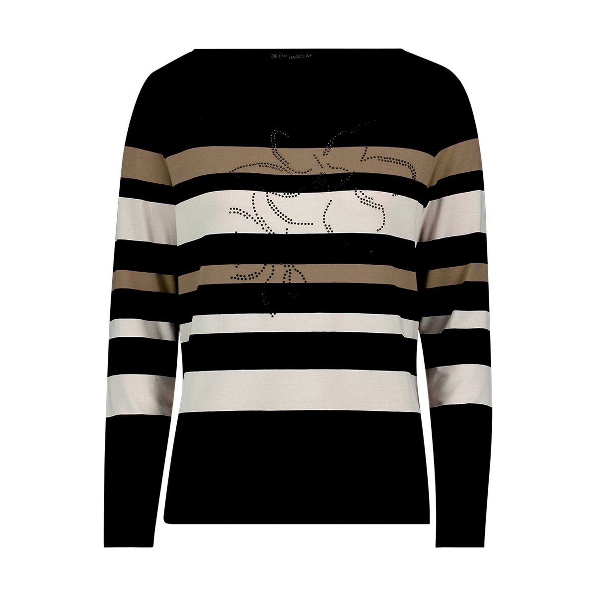 T-shirt à rainures à encolure bateau taupe/black, BETTY BARCLAY