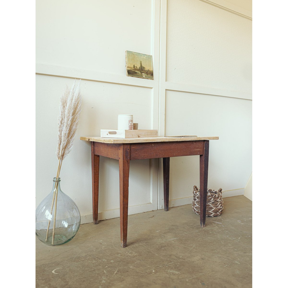 Table d'auberge rénovée Romy N°1428 - Bon état bois clair, DEBONGOUT