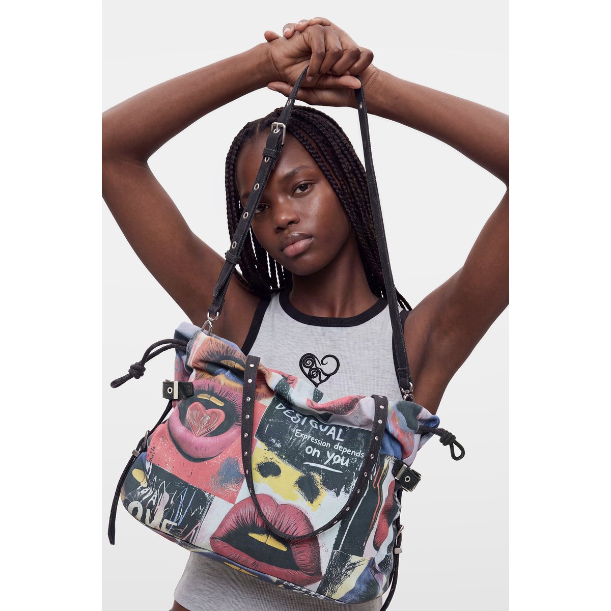 Sac shopper imprimé bleu, DESIGUAL