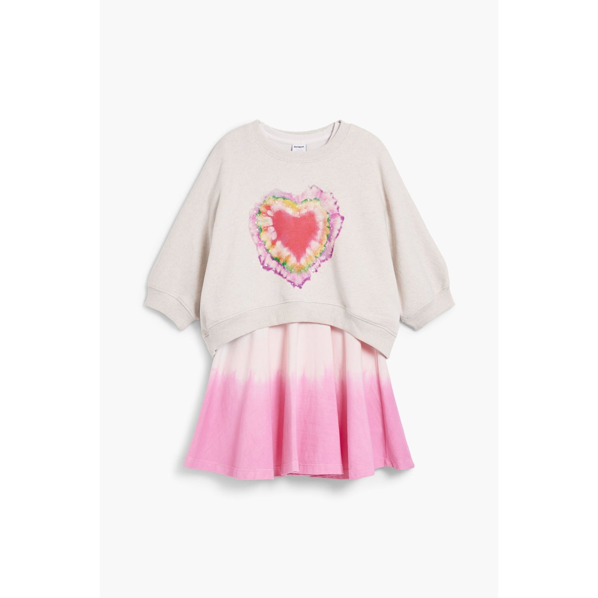 Robe 2 en 1 cœur beige, DESIGUAL