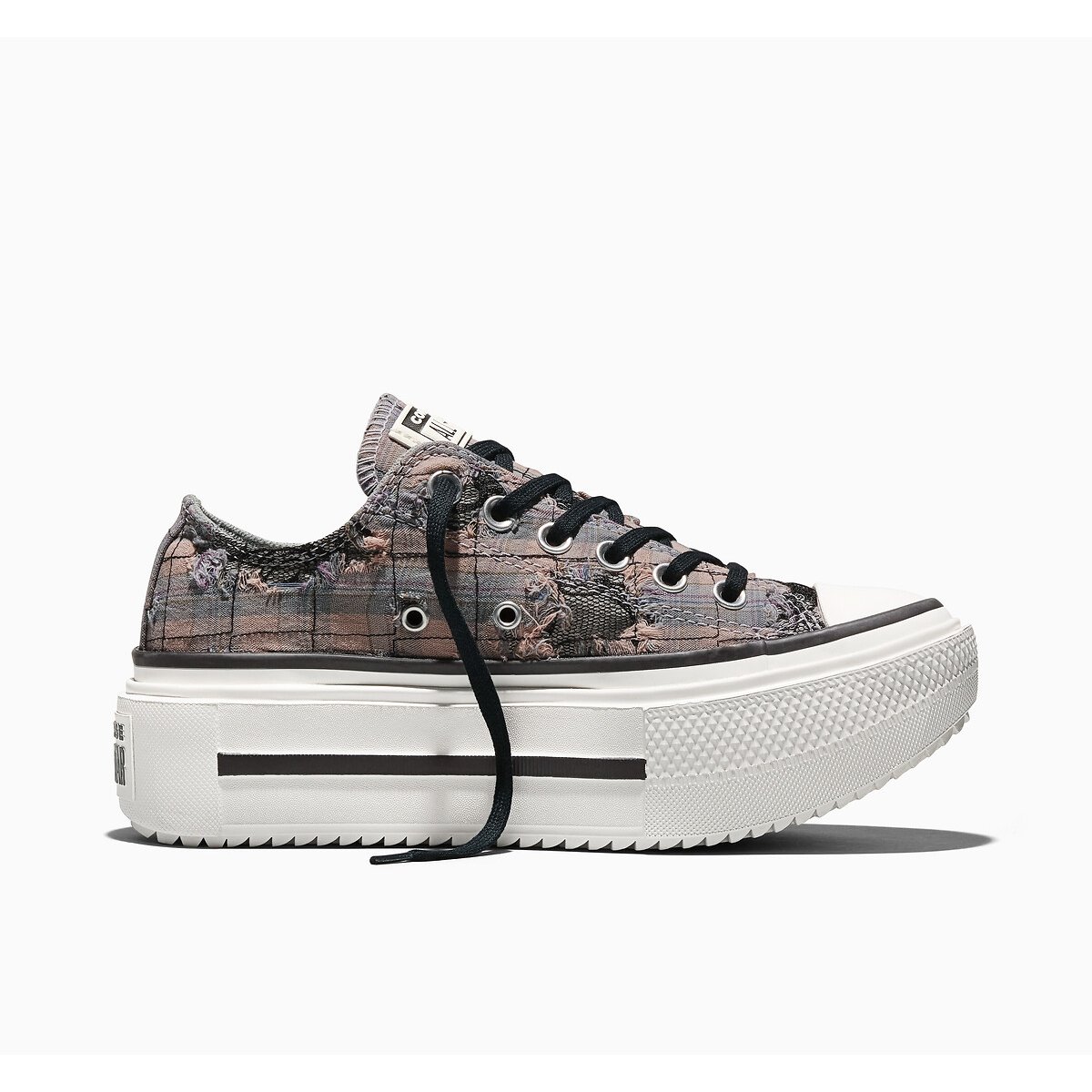 Sneakers CHUCK TAYLOR ALL STAR LIFT DOUBLE STACK OX PLAID LACE MATERIAL roze/grijs, CONVERSE