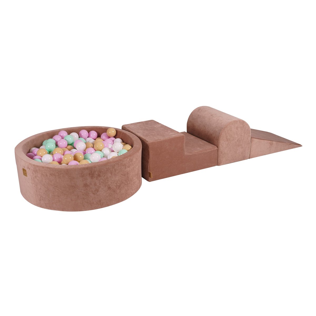 Aire De Jeux en Mousse avec Piscine à Balles, VELOURS beige/rose pastel/menthe/blanc/beige, MEOW BABY