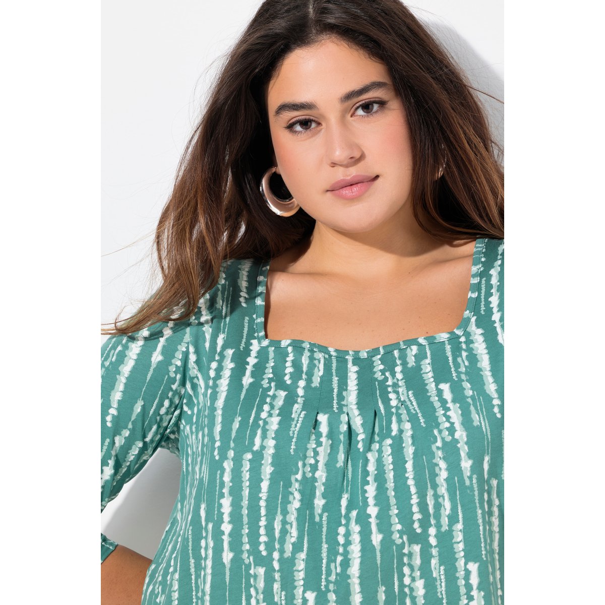 T-shirt avec plis fantaisie vert, ULLA POPKEN
