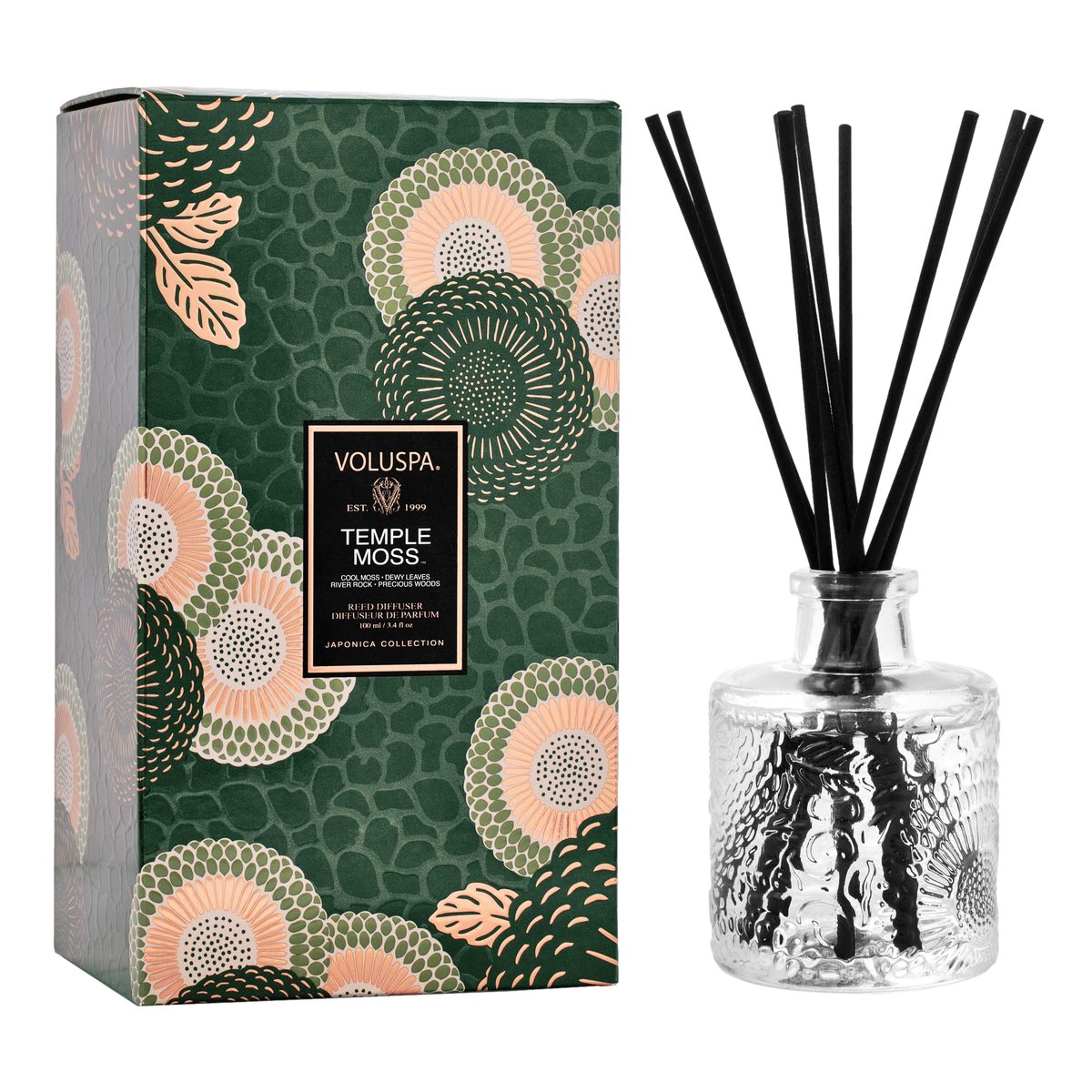 Diffuseur à tiges temple moss 100 ml standard, VOLUSPA