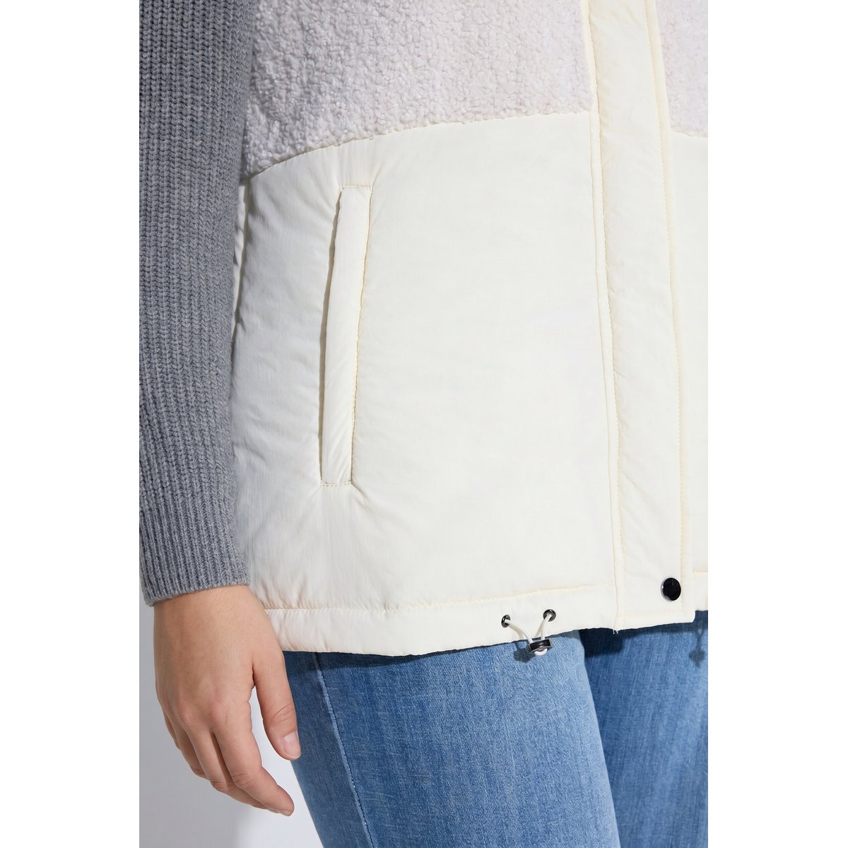 Gilet en polaire bouclée blanc pierre, ULLA POPKEN