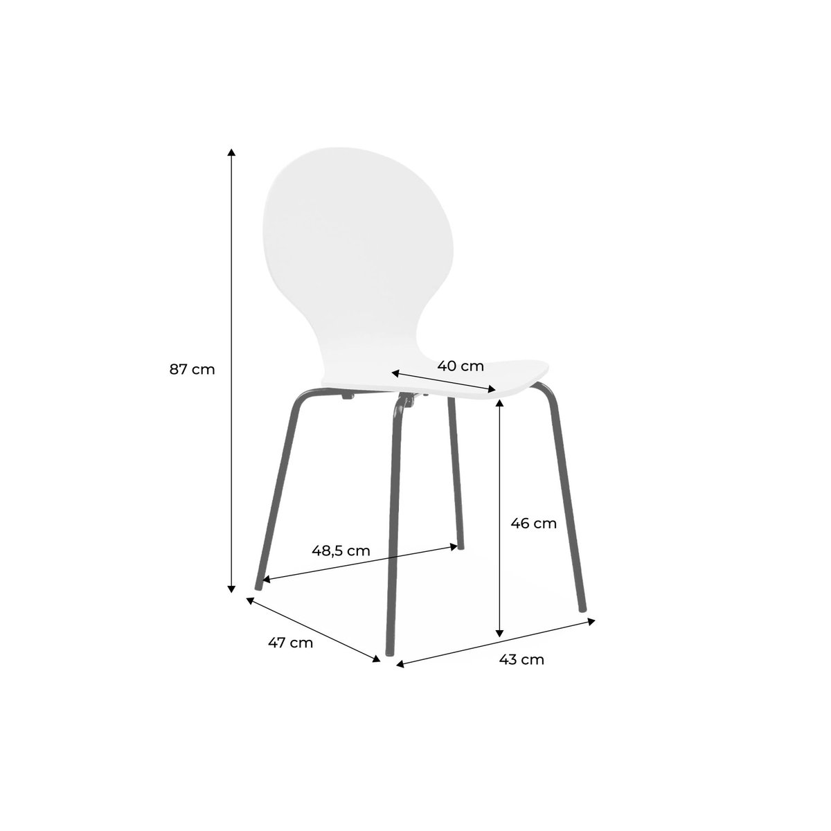 Chaise rétro empilables bois d'hévéa et contreplaqué (lot de 4) NAOMI noir, SWEEEK