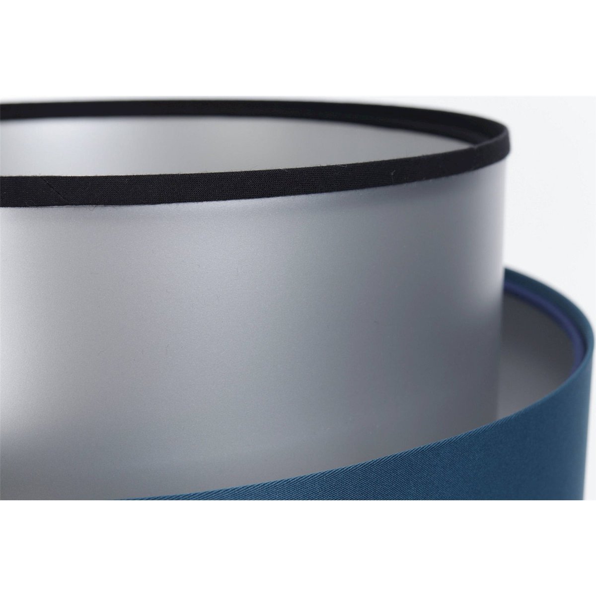 Lampe à poser ronde en satin, DUO ELLEGANT bleu marine satiné intérieur argenté, BPS KONCEPT