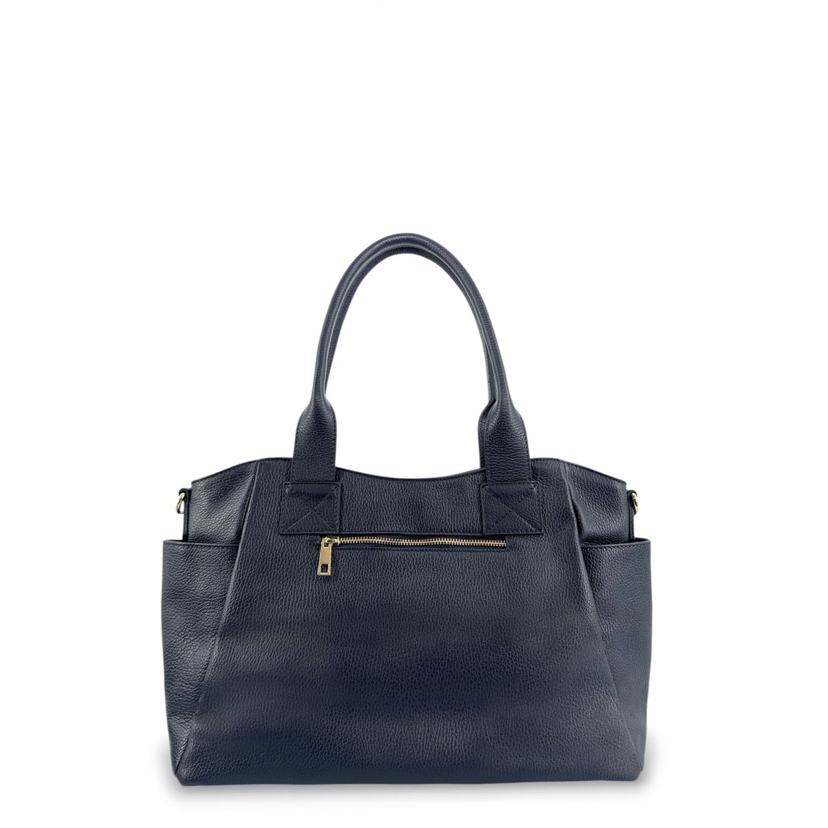 Sac cabas multipoches en cuir grainé MARCIE bleu foncé, OH MY BAG