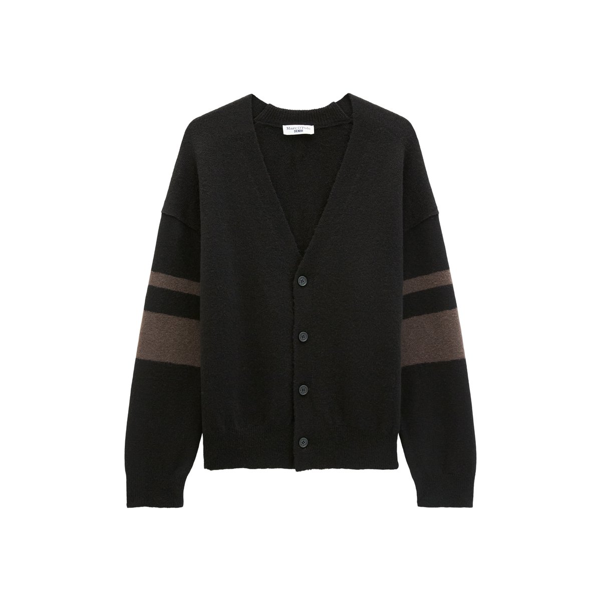 Cardigan oversize en mélange de laine vierge douce noir, MARC O’POLO DENIM