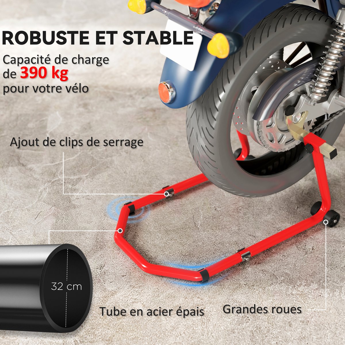 Support pour moto Acier Rouge rouge, HOMCOM