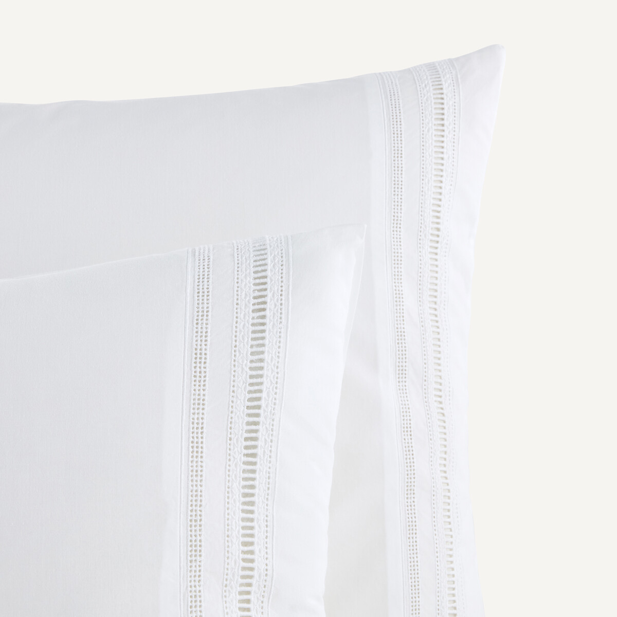 Taie d'oreiller en percale de coton, Florentina blanc, AM.PM