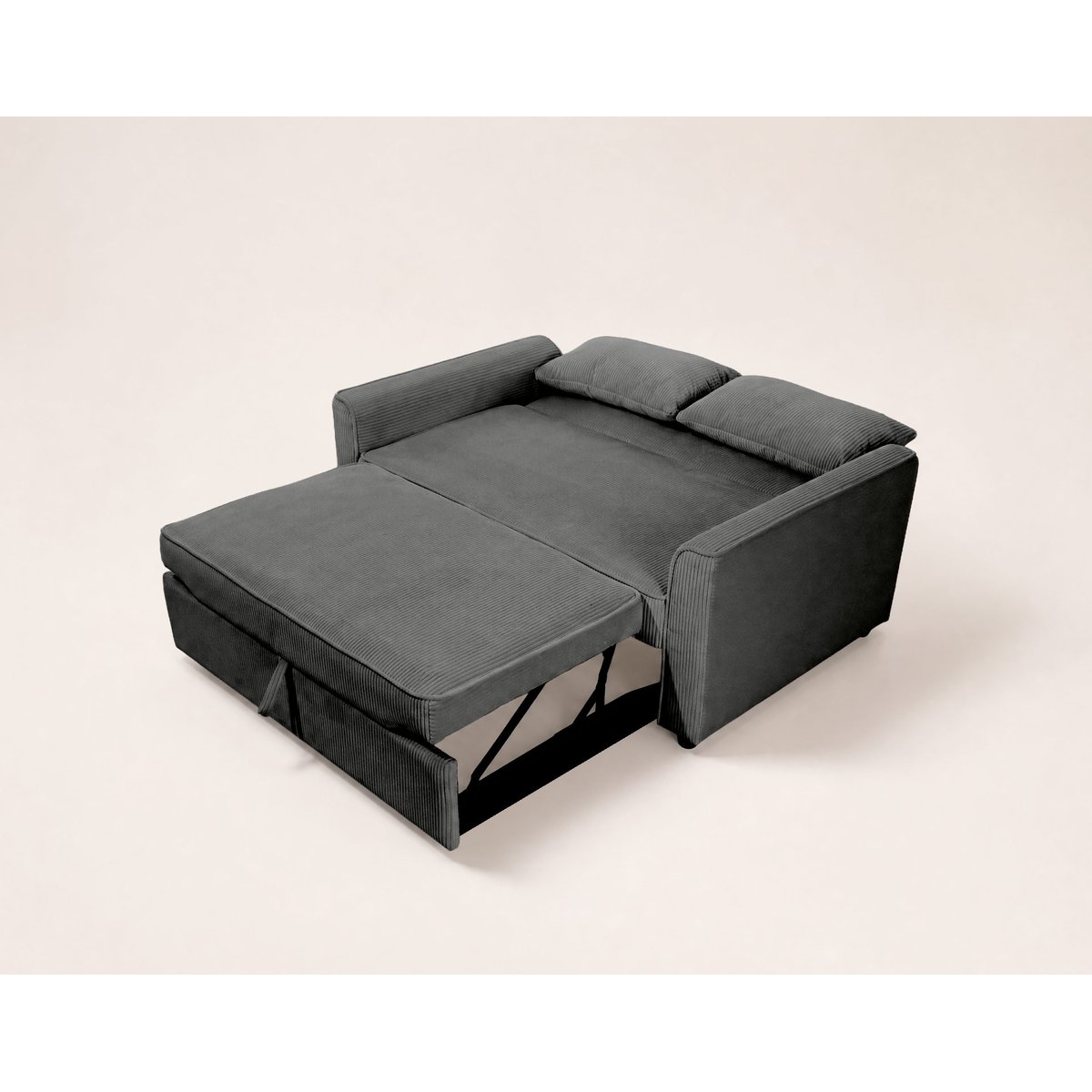 Canapé convertible 2 places velours côtelé, ERNEST gris, BEST MOBILIER