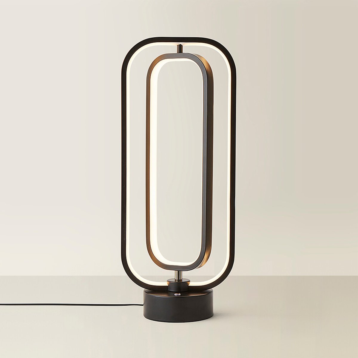 Inez Revolving LED Table Lamp in Matte Black black, SO'HOME