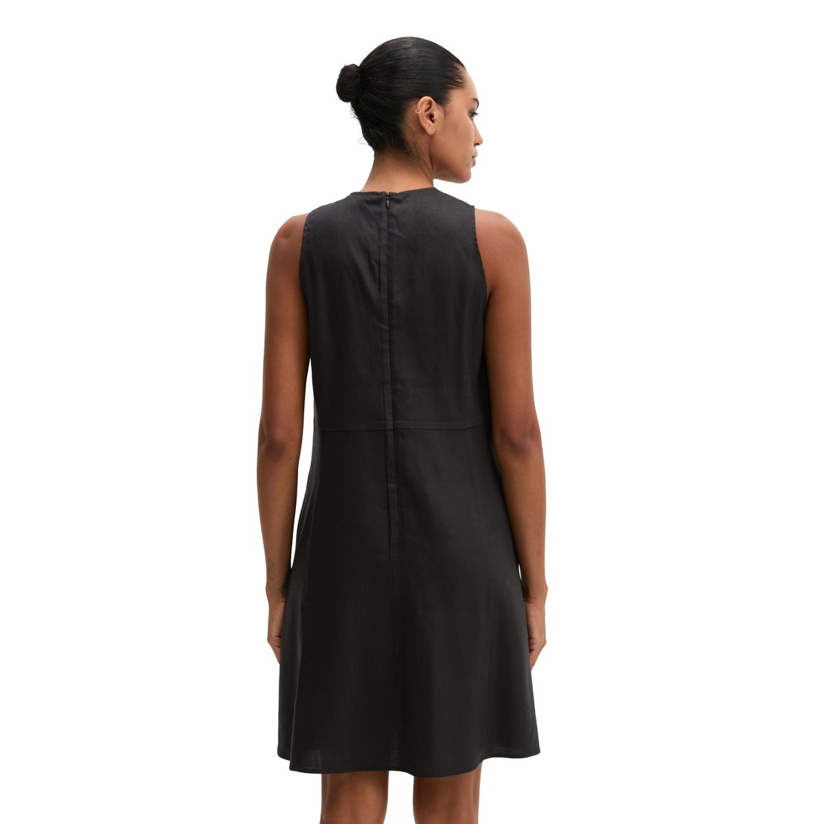Robe fourreau regular en viscose-lin stretch noir, MARC O'POLO