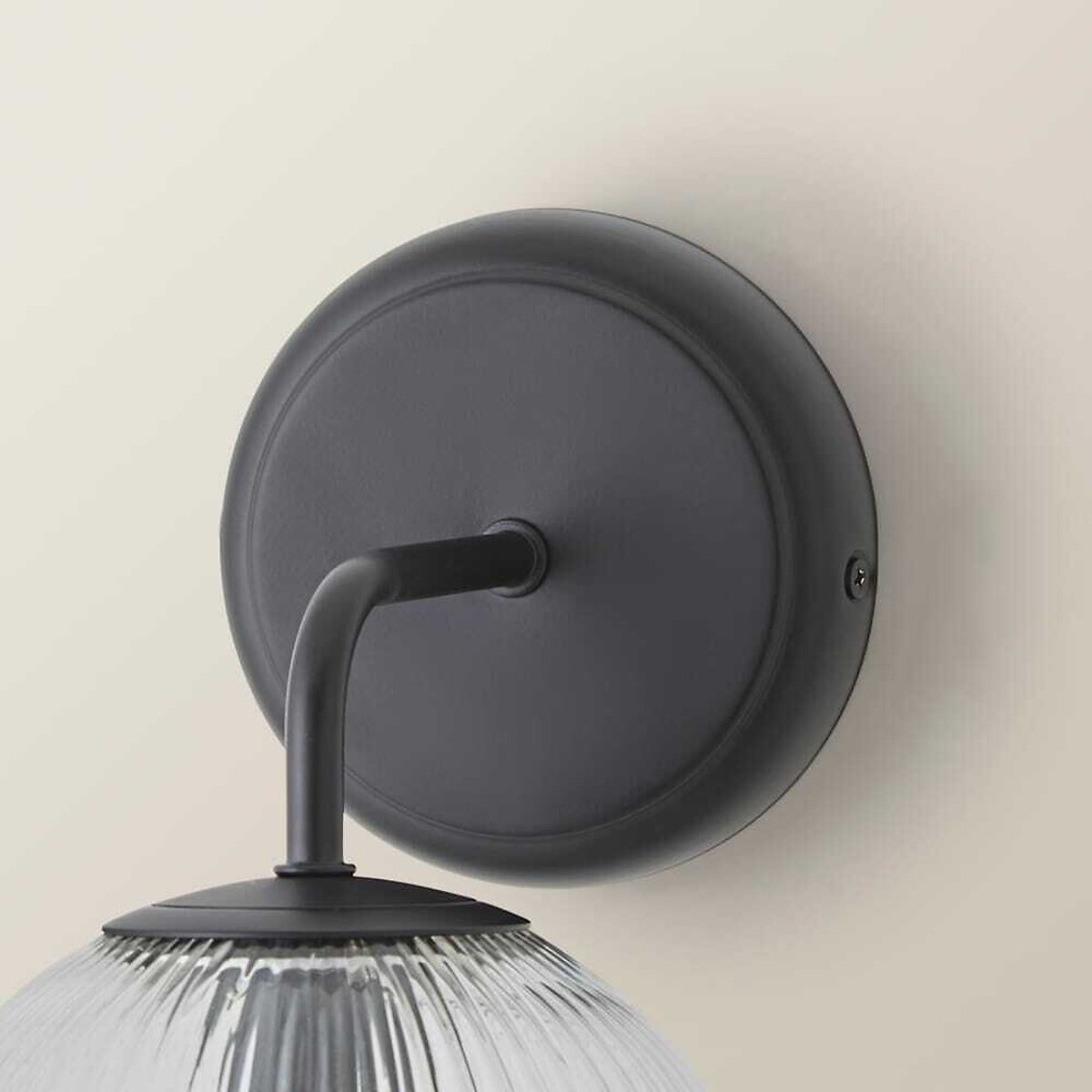 Kemp Wall Light with Ribbed Glass Globe Shade black, SO'HOME