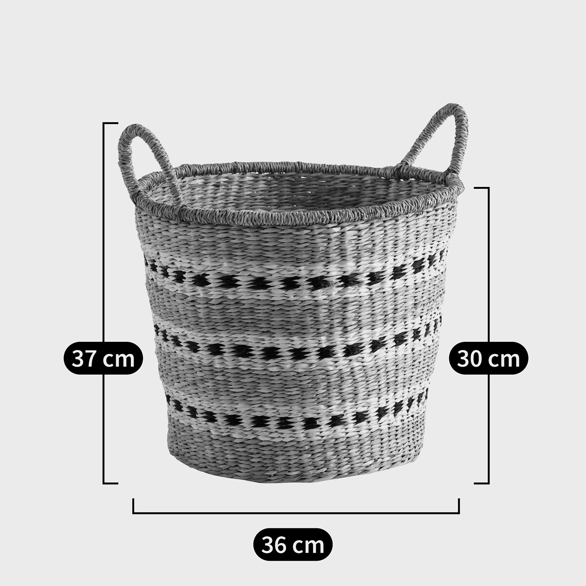 Panier rond en jonc de mer, Azzu naturel/noir, LA REDOUTE INTERIEURS