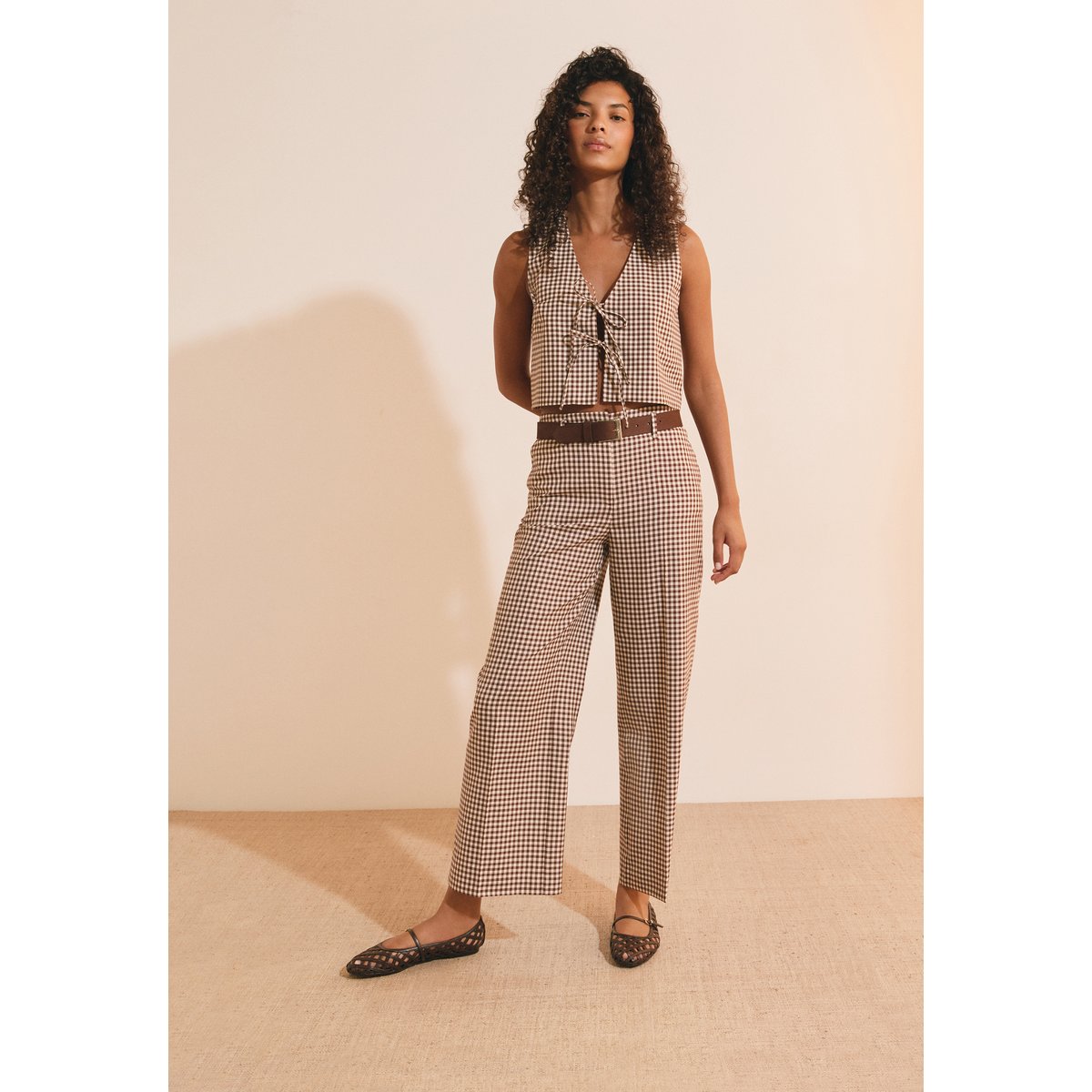 Pantalon à carreaux A PARAMY CRX chocolat, ETAM