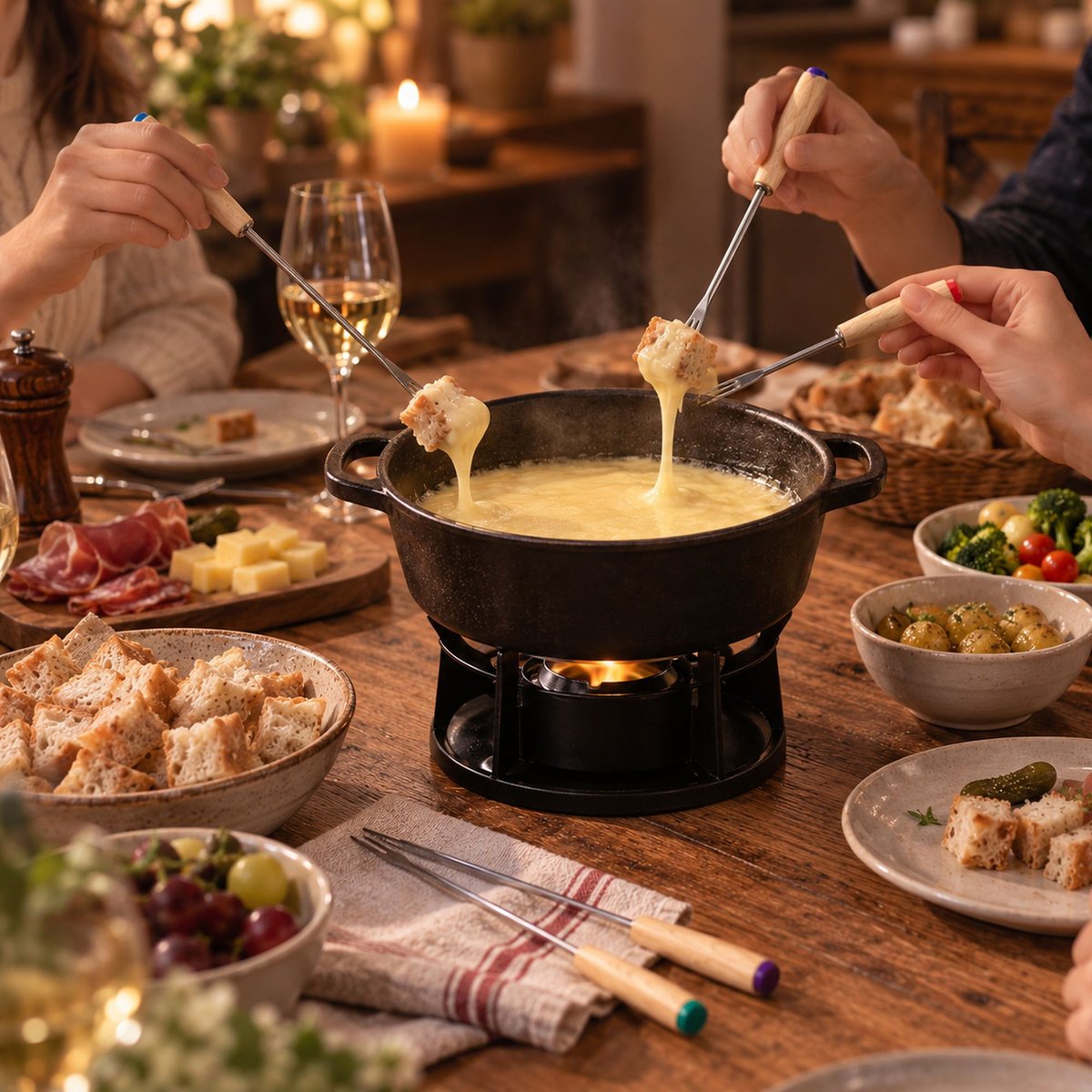 Lot de 6 fourchettes à fondue, MONTAGNE inox-naturel, MENASTYL
