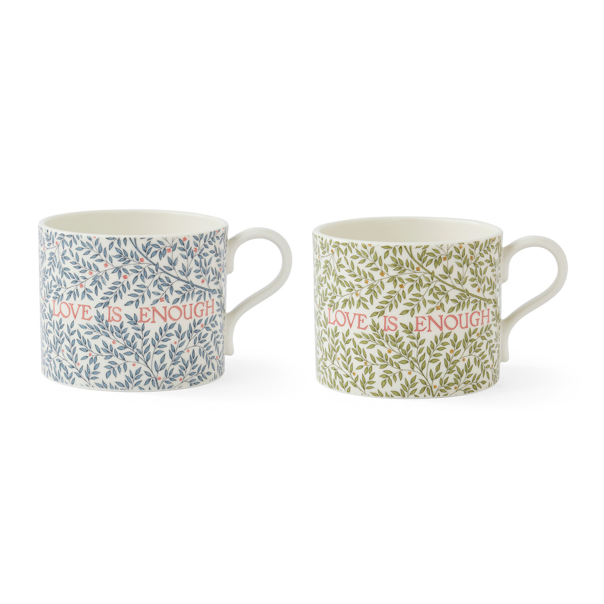 Set of 2 Morris & Co. "Love is Enough" Thyme / Parchment & China Blue Mugs multi-coloured, SPODE