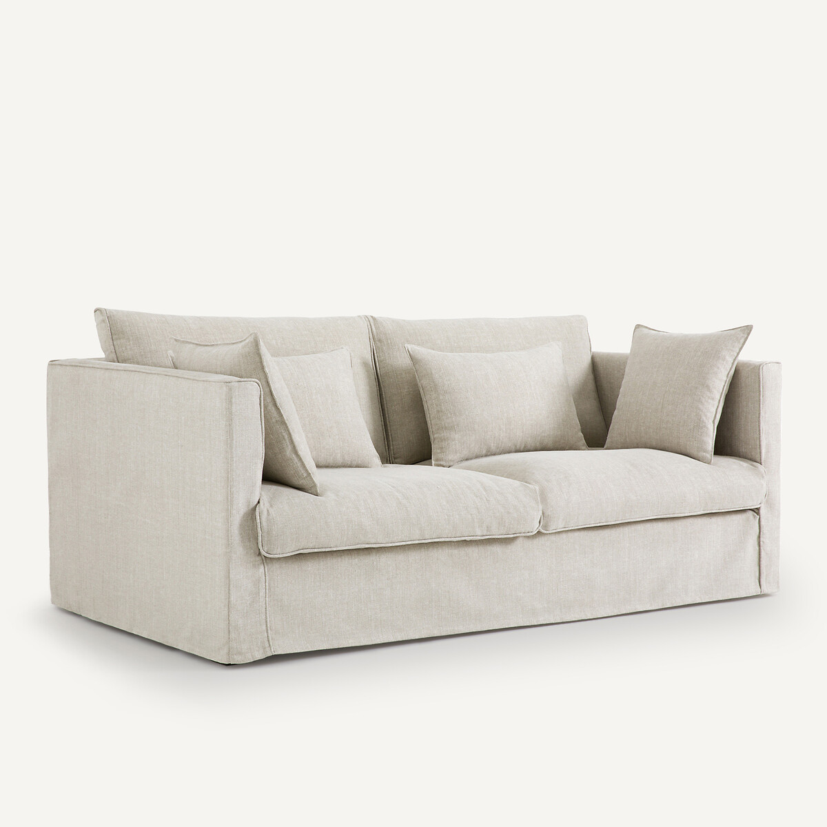 Sofá de 3 o 4 plazas, en algodón/lino, CAMILLE beige , AM.PM