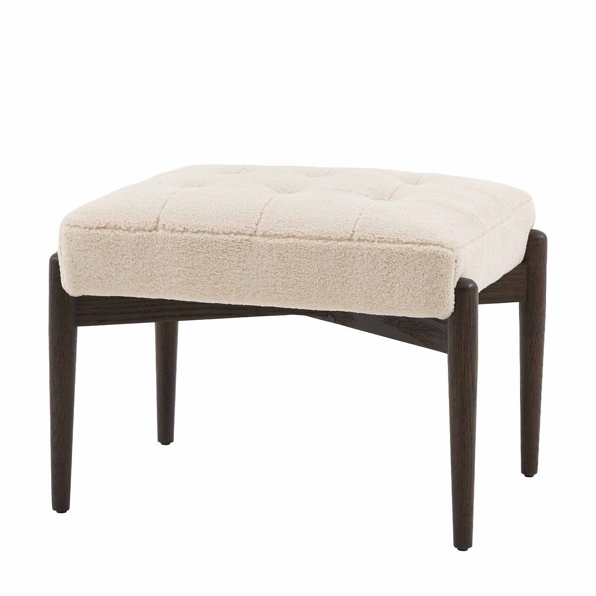 Humphrey Faux Sheepskin & Ash Wood Footstool off-white, ÉDITÉ