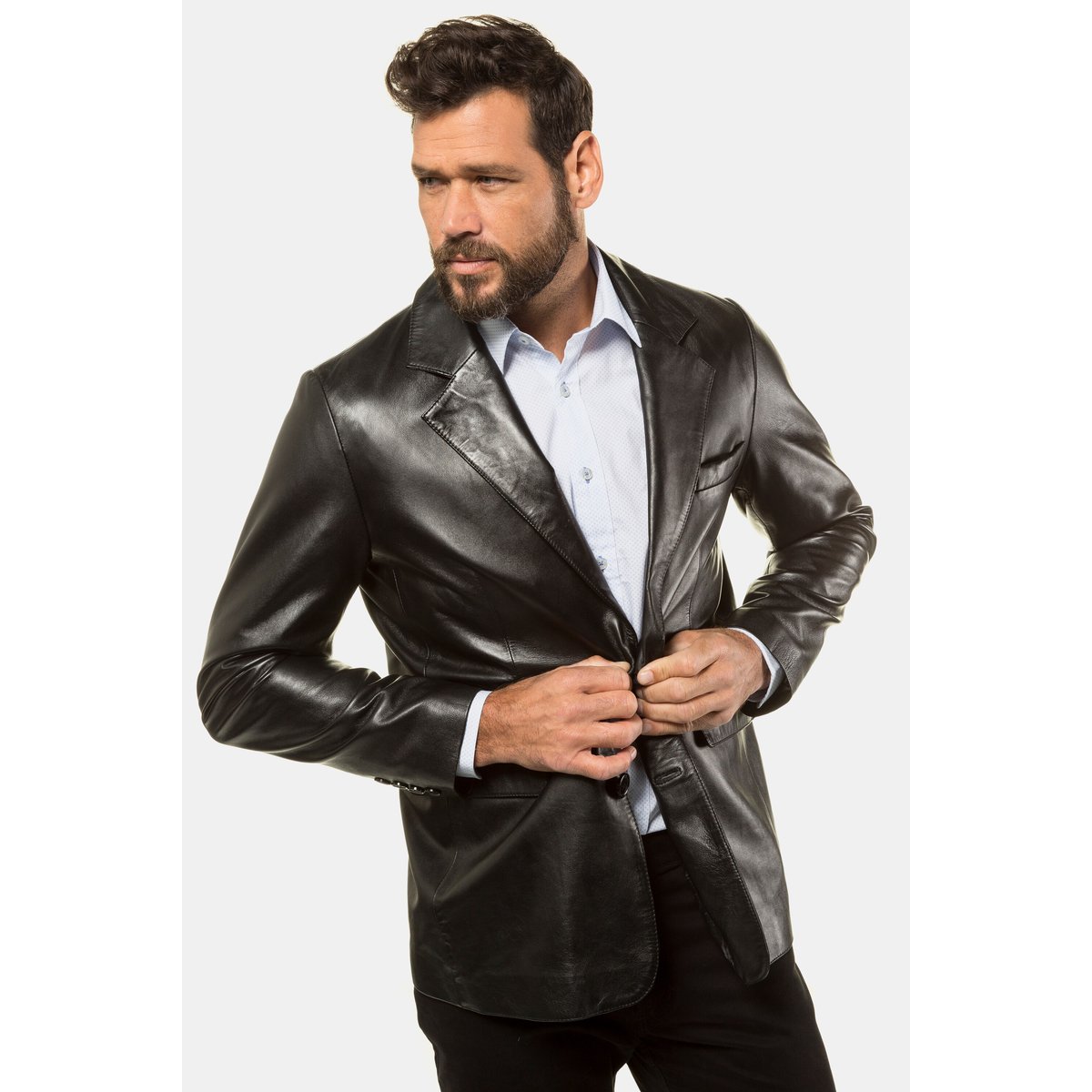 Veste en cuir véritable noir, JP1880