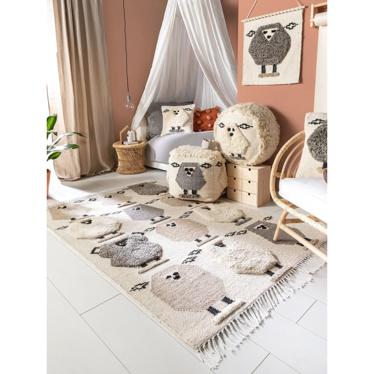 Tapis enfant tissé main SHAWN crème, BENUTA