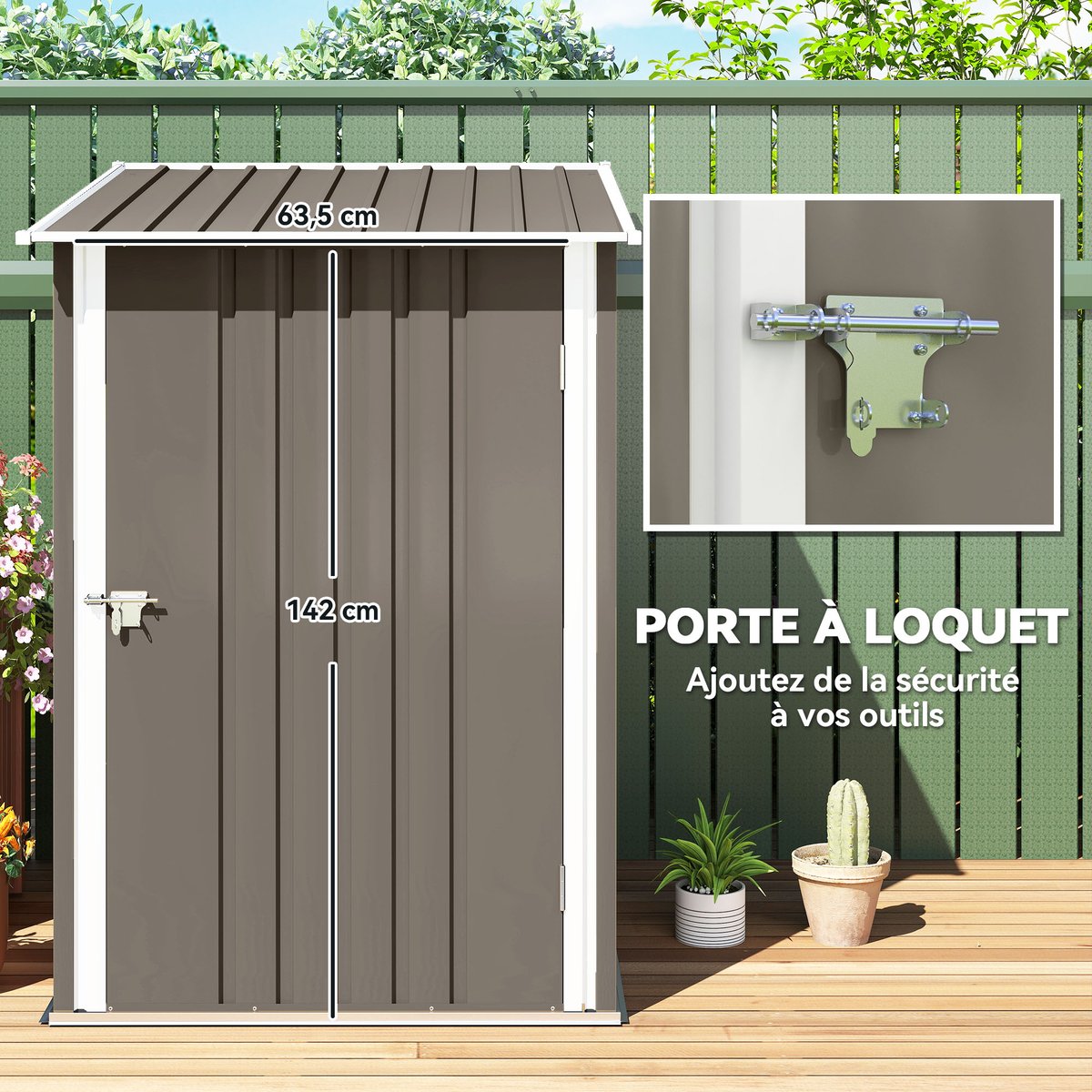 Abri de jardin Tôle d'acier Marron marron, OUTSUNNY