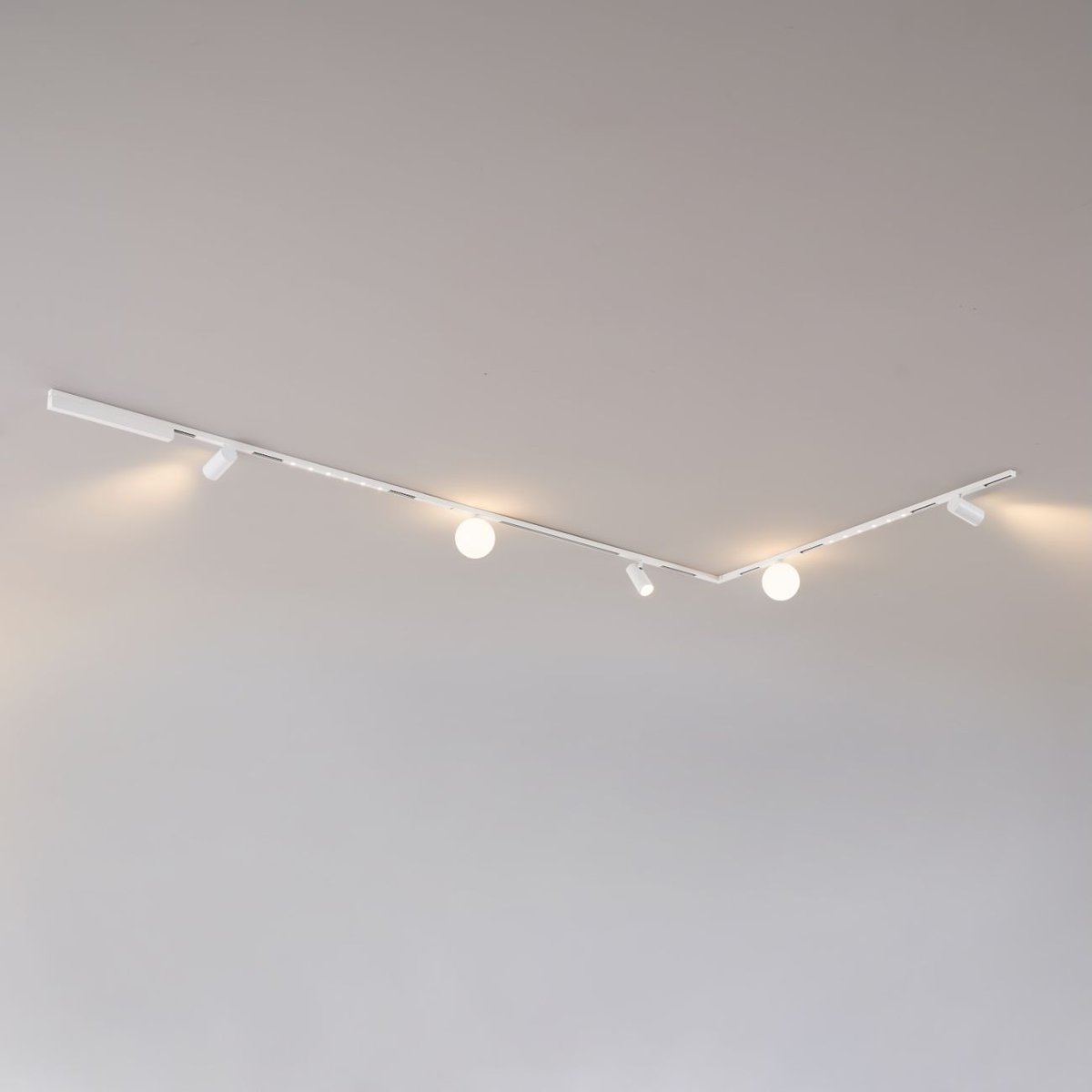 Kit 3 rails L LED spots + boules - LYNE blanc, KOSILUM
