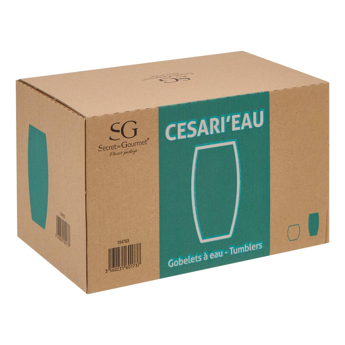 Lot de 6 verres hauts en verre CESARI'EAU transparent, SECRET DE GOURMET