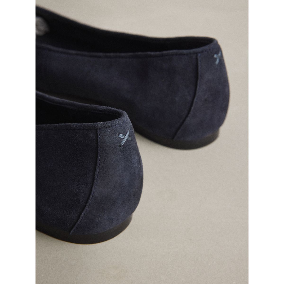 Ballerines ruchées en cuir n. premium bleu marine, NEXT