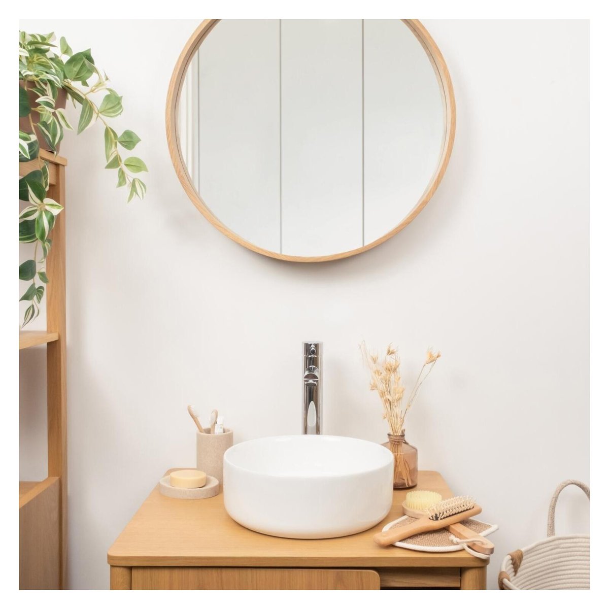 Vasque à poser ronde en céramique blanche 30cm MII blanc, MOB IN