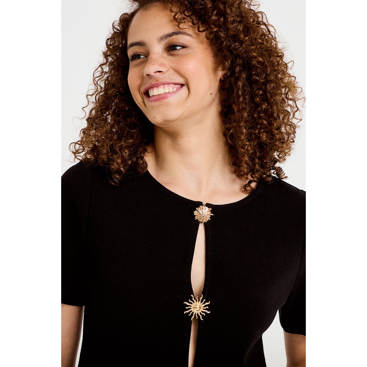 Gilet droit court manches courtes noir, CACHE CACHE