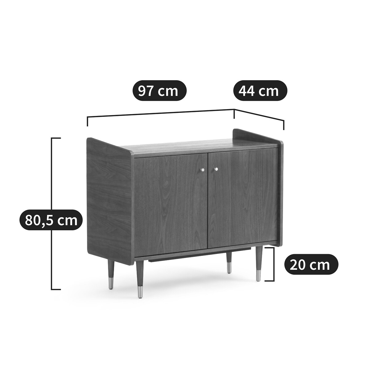 Petit buffet vintage plaqué noyer, Ronda noyer, LA REDOUTE INTERIEURS