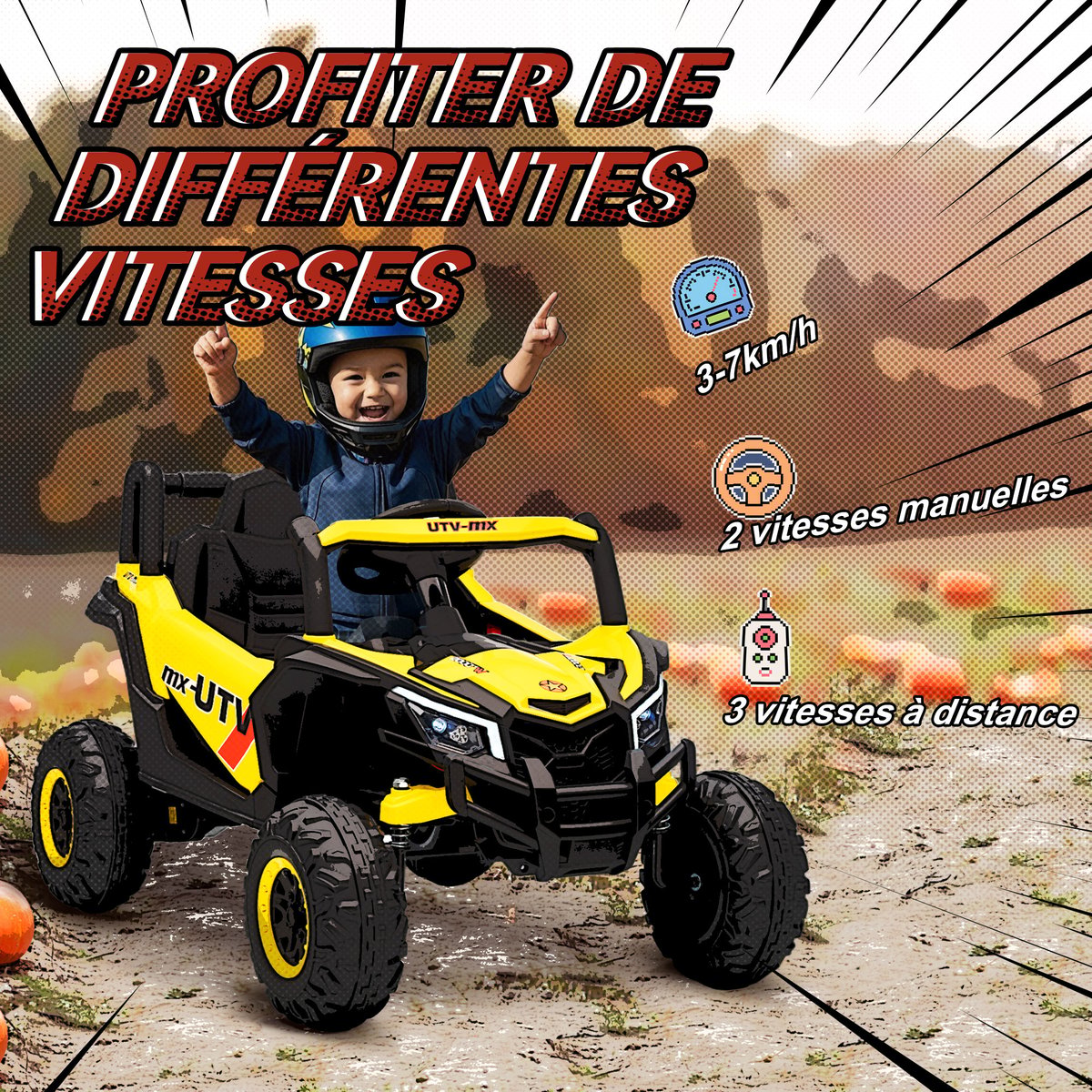 UTV électrique pour enfants PP Jaune jaune, AIYAPLAY