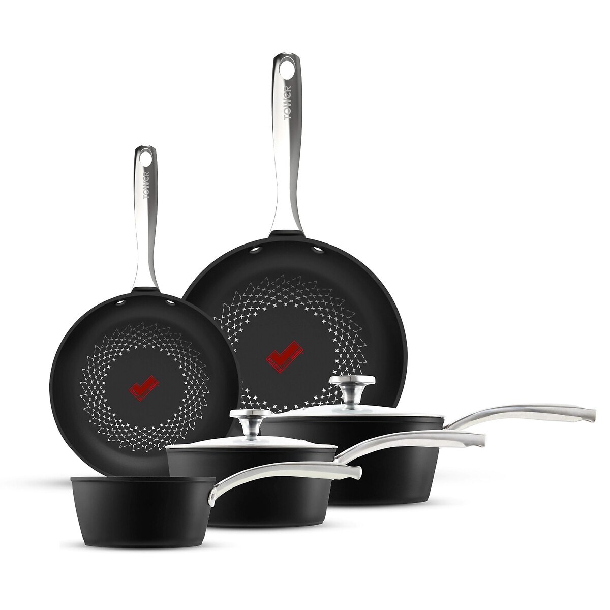 5-Piece Smart Start Ultra Forged Cookware Set black, TOWER