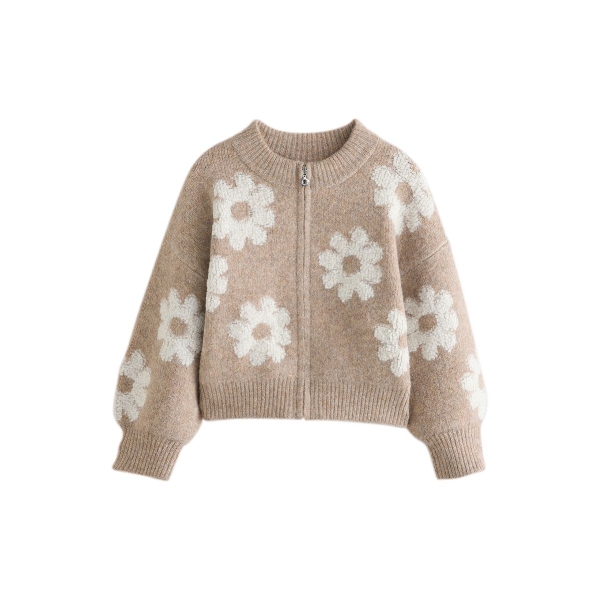 Cardigan zippé marguerite neutre, NEXT