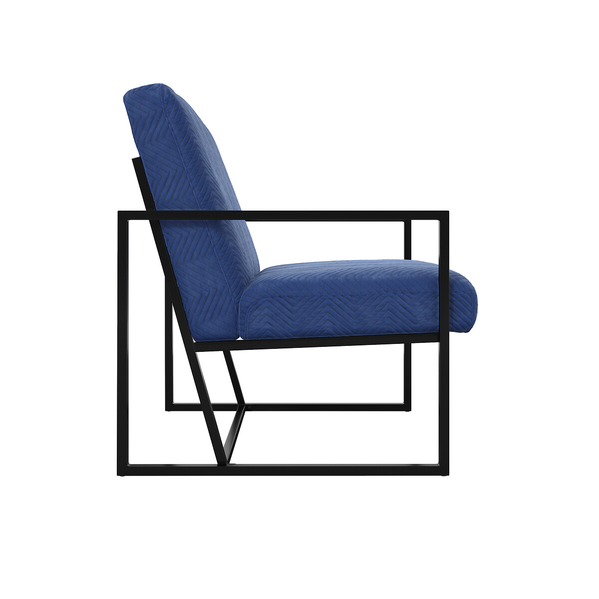 Fiorella Chevron Velvet Armchair ink blue, SO'HOME