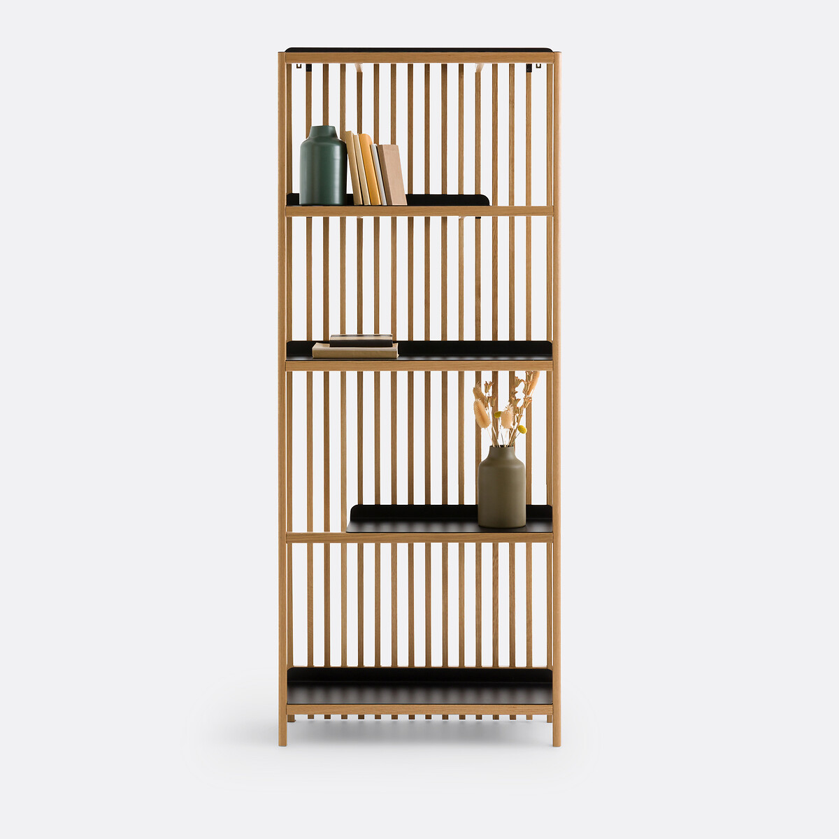 Jac Bookcase with Solid Oak Slats and Steel oak, LA REDOUTE INTERIEURS