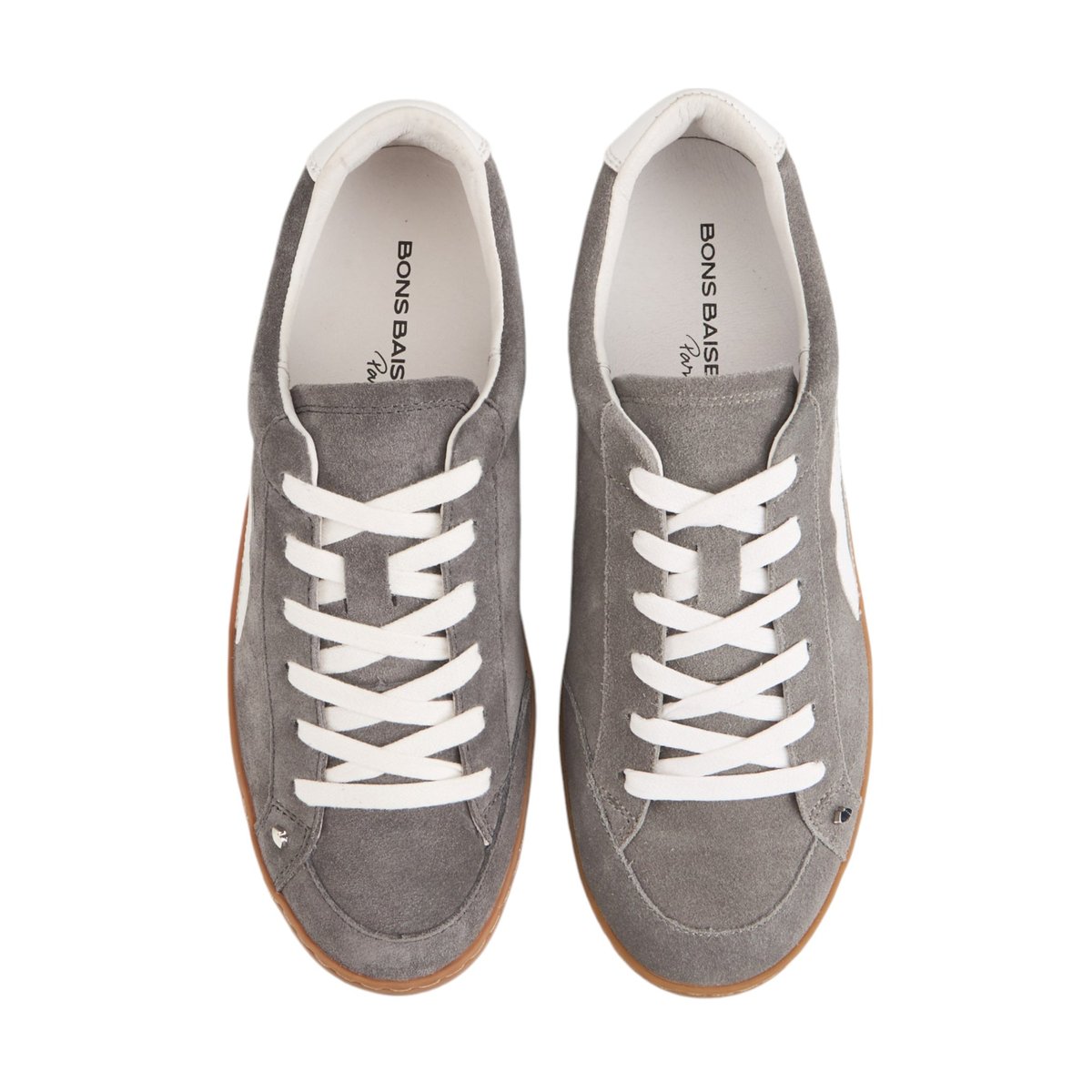 Baskets En Cuir Colette Suede gris, BONS BAISERS