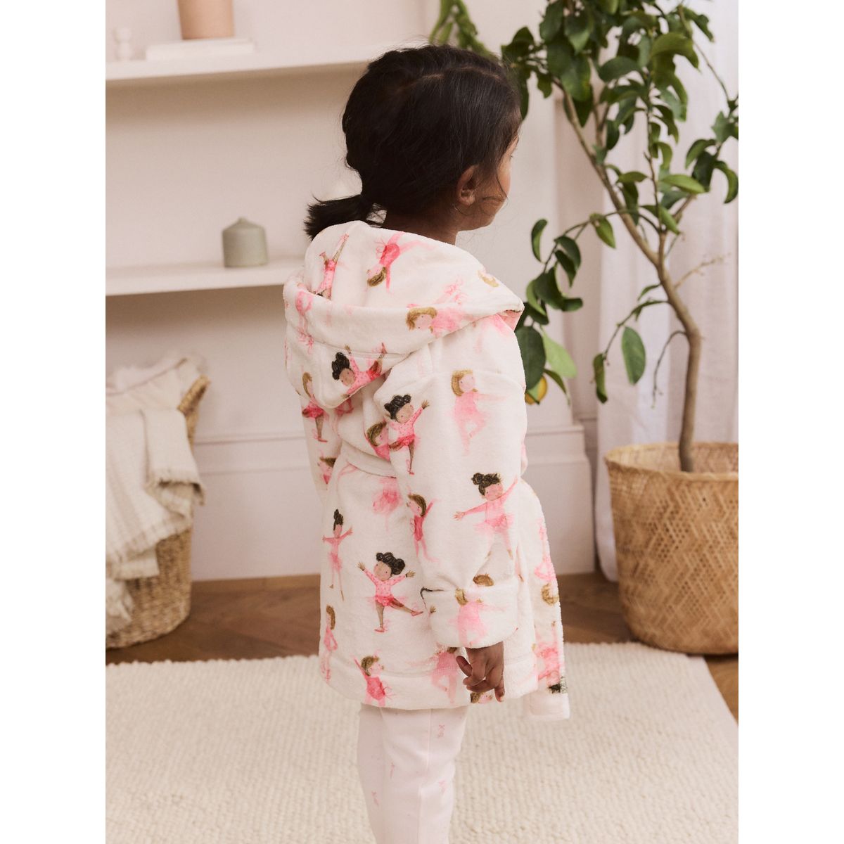 Robe de chambre en polaire ballerine blanche/rose, NEXT