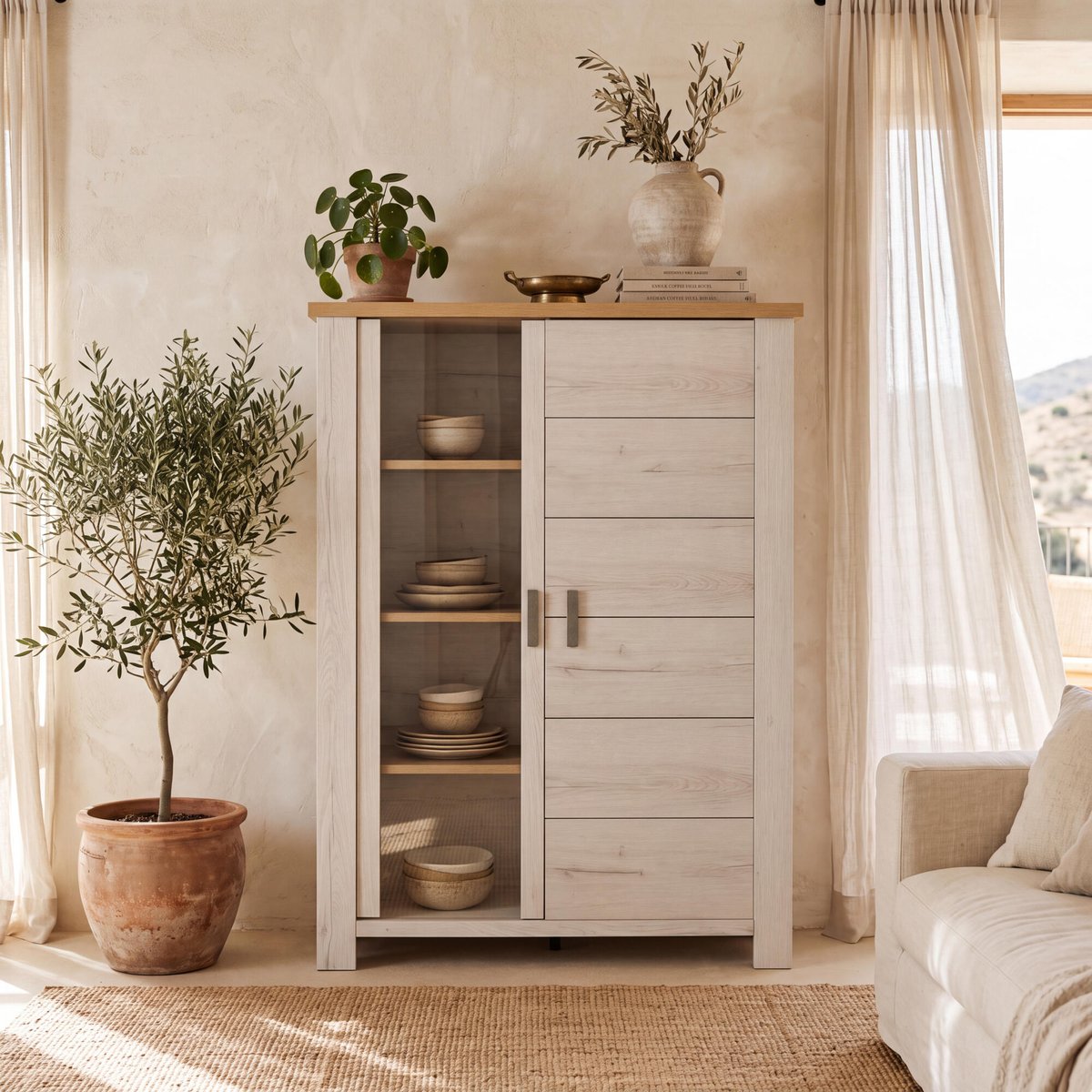 Vaisselier 2 portes  MANOSQUE beige, GAMI