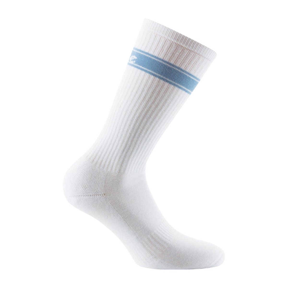 Mi-chaussettes sport unie avec bandeau Achile Coton semelle bouclette Fabrication Française blanc, ACHILE
