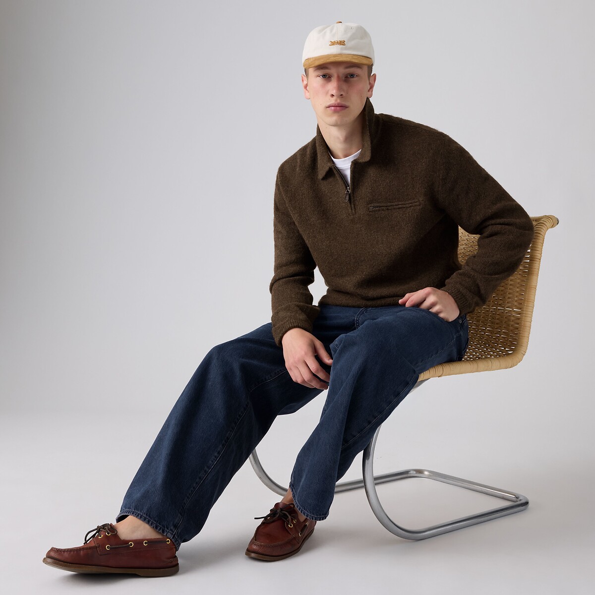 Pull col polo, demi-zippé, BOULDER marron, LEVI'S