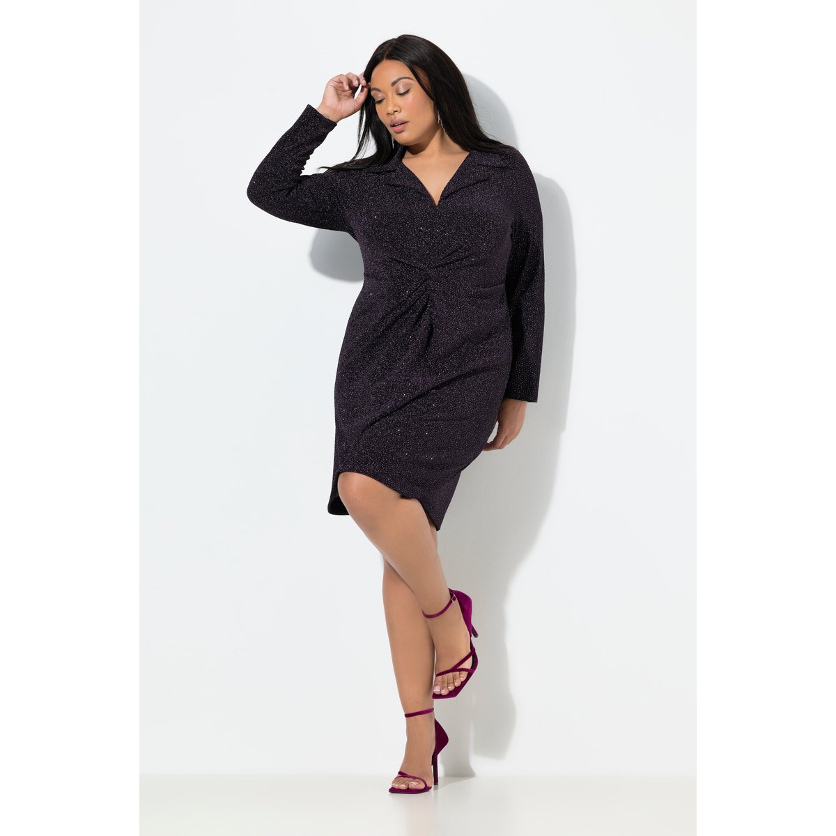 Robe en jersey pailleté marine, ULLA POPKEN