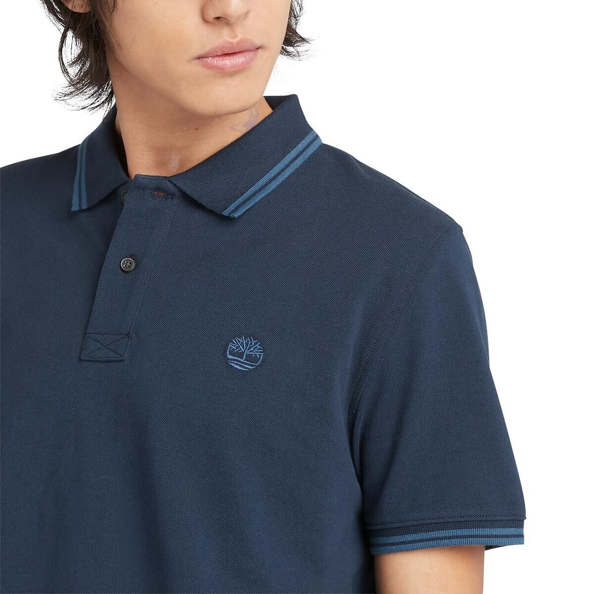 Polo maille piquée bleu marine, TIMBERLAND