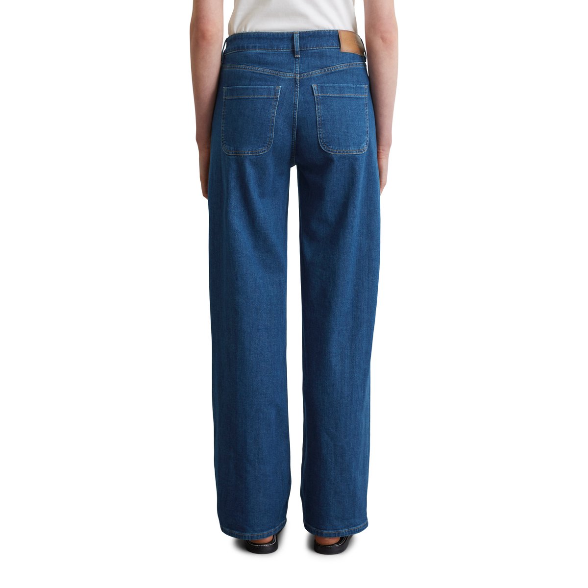 Jeans à jambes larges en denim Cashmere Touch bleu moyen, MARC O'POLO