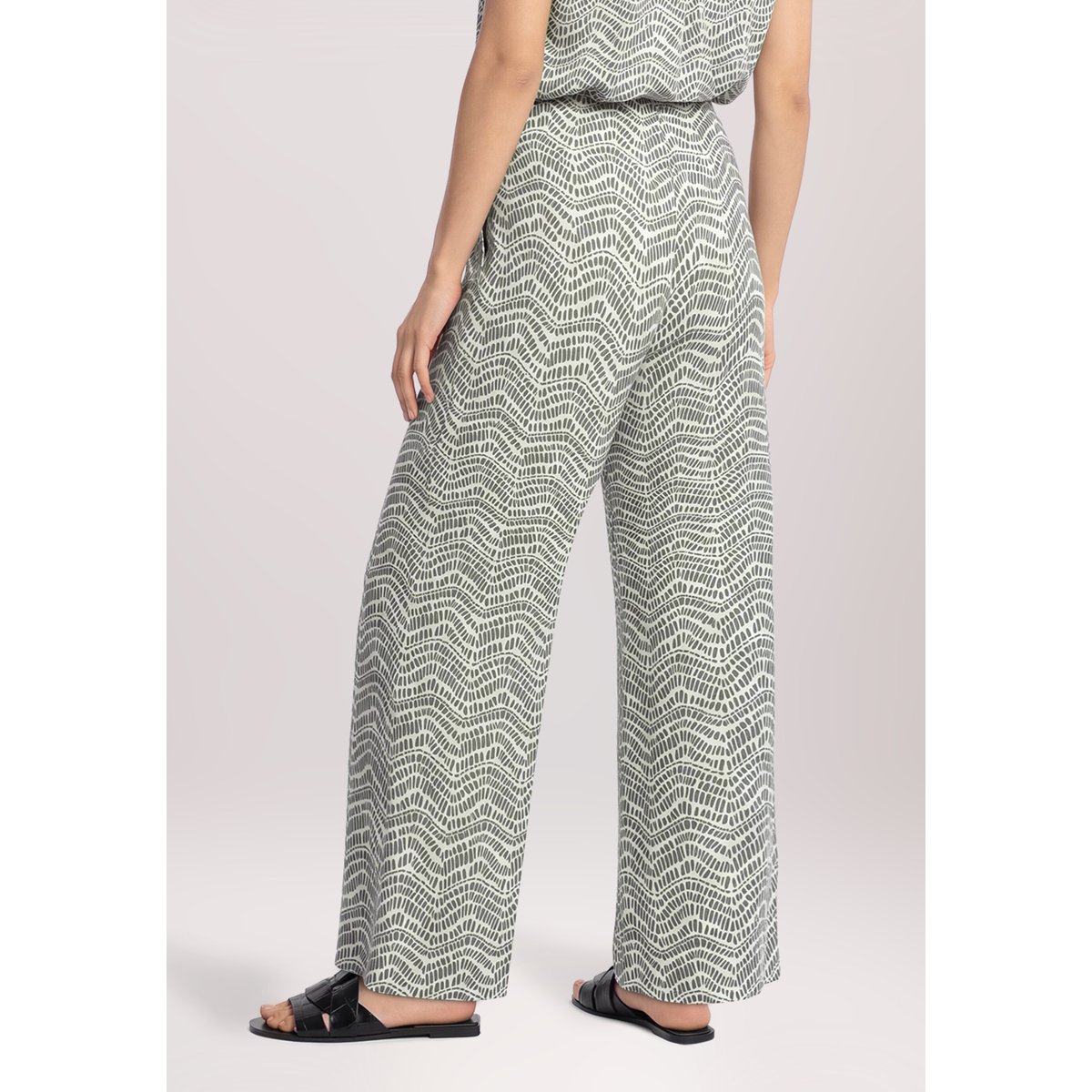 Pantalon palazzo à ceinture à nouer cream/khaki, CARTOON