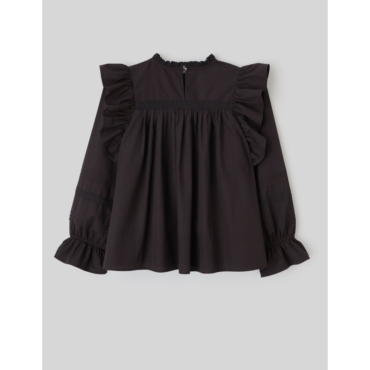 Blouse à volant noir, BZB