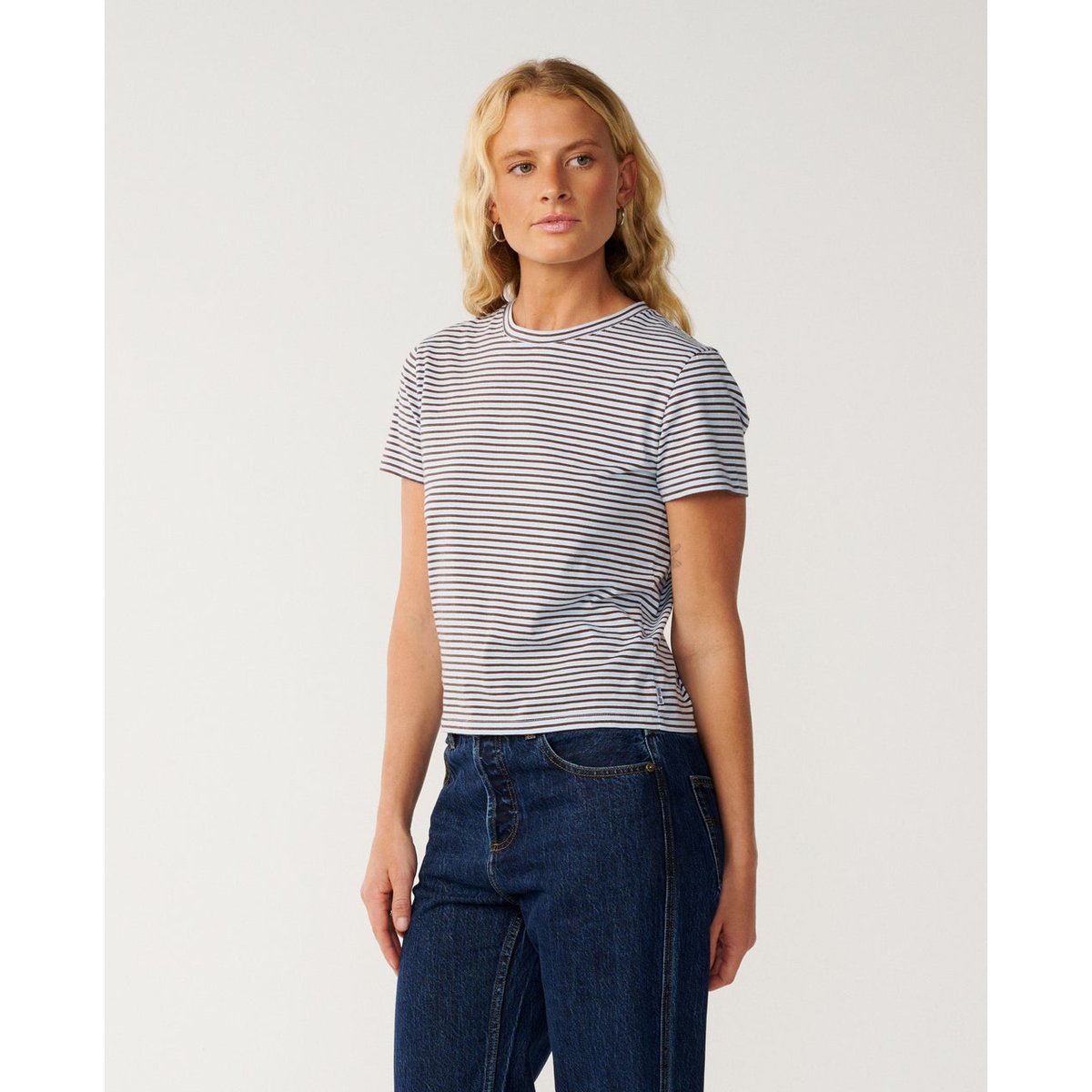 T-shirt Stephanie Gilmore STRIPE sky blue, RIP CURL